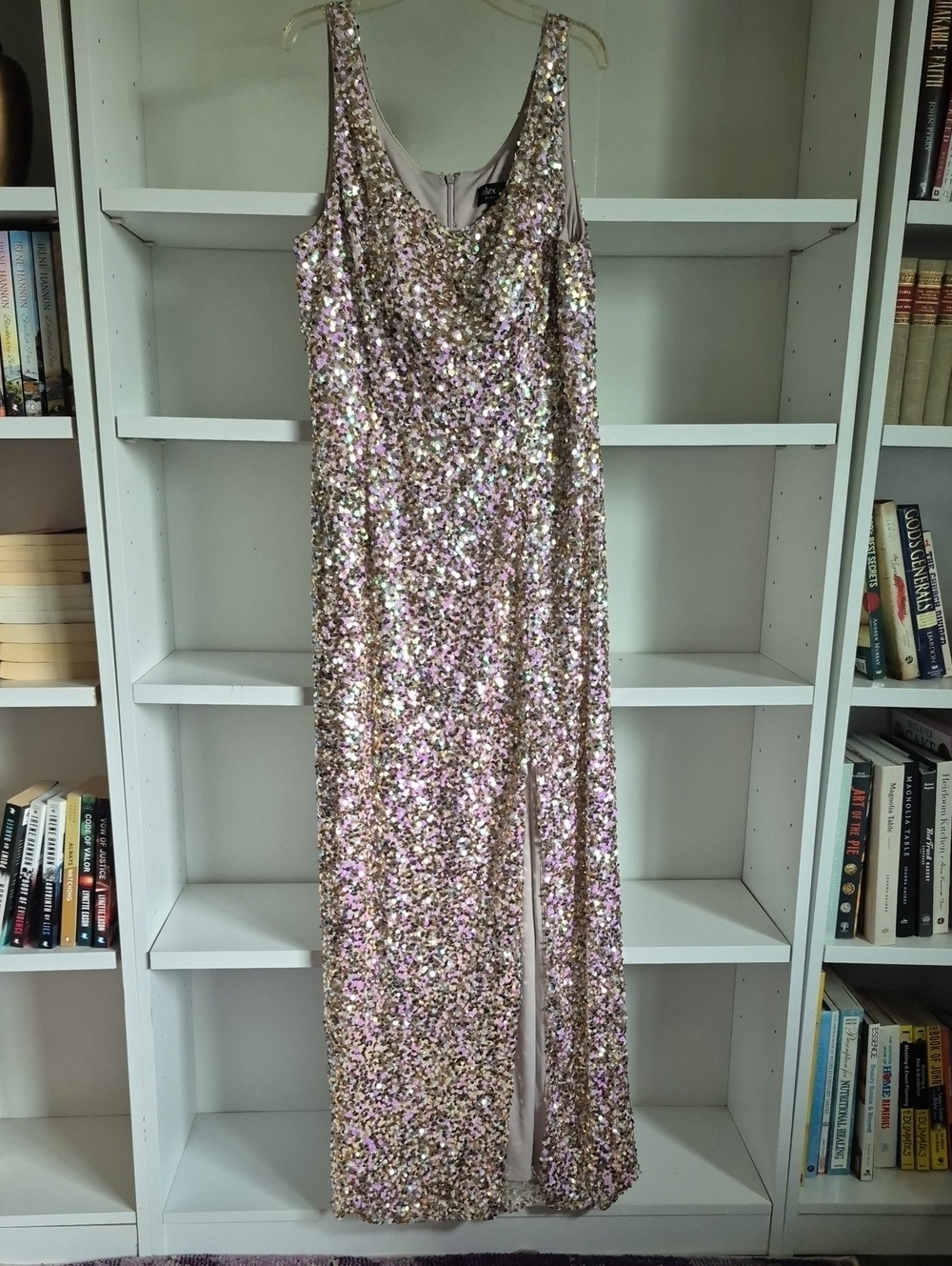 Alex Evenings Sequin Sleeveless Gown in Gold